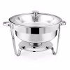 Chafing Dish Edelstahl/Glas 5L – Rund, mit Glasdeckel excl. Brennpaste